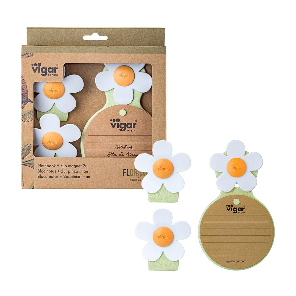 Vigar Florganic Notebook With Suction + Magnet Clip 2pc Set Novelty Gifts The Cooks Kitchen Mandurah 