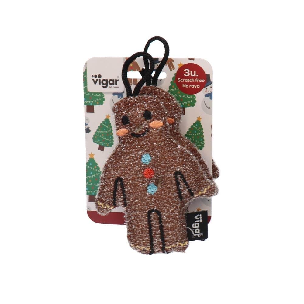 Vigar Gingerbread Man Scrubber Sponge Pack - 3pk Cleaning Cloths The Cooks Kitchen 