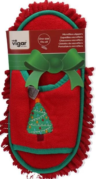Vigar Christmas Tree Microfibre Cleaning Slippers Novelty Gifts The Cooks Kitchen 