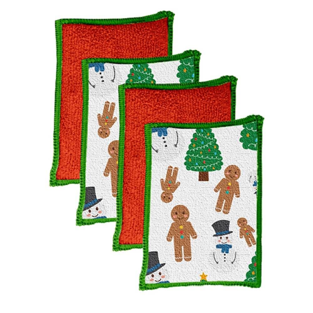 Vigar Christmas Tree Microfibre Sponge Pack - 4 Pk Cleaning Products The Cooks Kitchen 