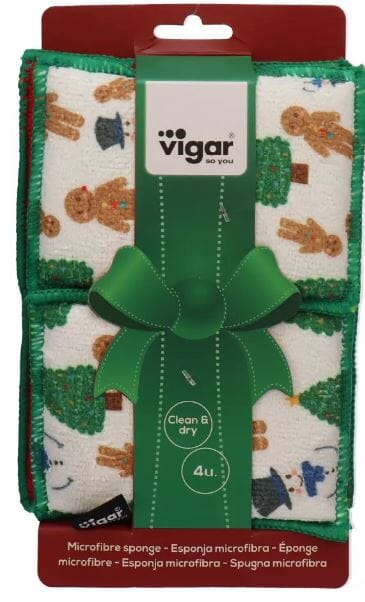 Vigar Christmas Tree Microfibre Sponge Pack - 4 Pk Cleaning Products The Cooks Kitchen 
