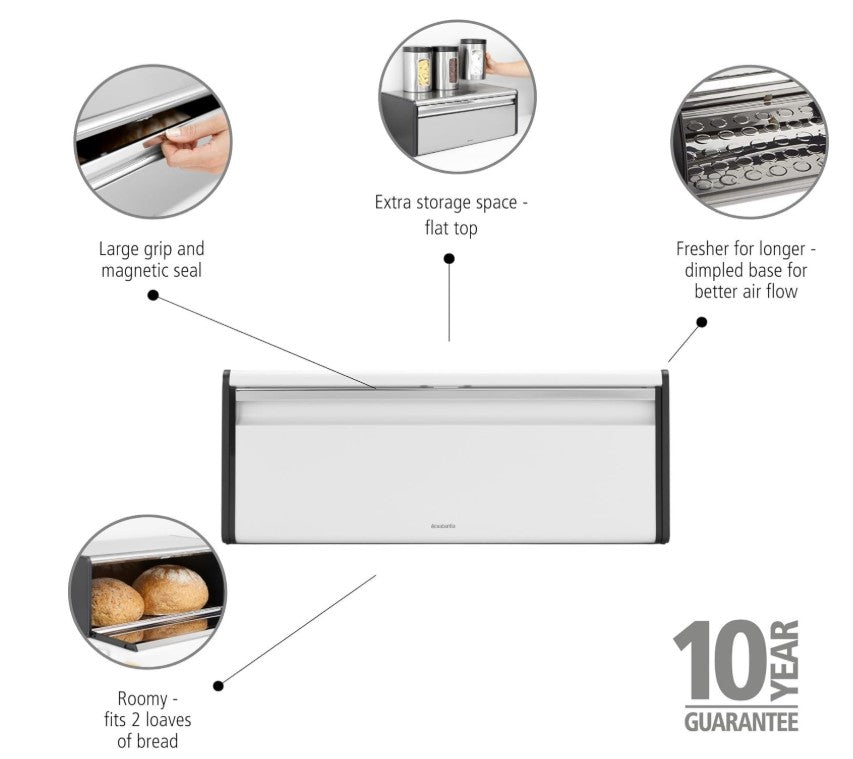Brabantia Fall Front Bread Box - White