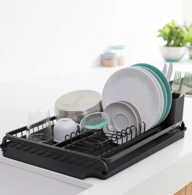Brabantia Dish Drying Rack - Dark Grey - Bonus Cleaning Pads