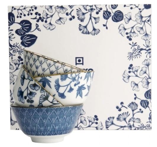Tokyo Design Studio Flora Japonica Mixed Rice Bowl 12cm 4 Piece In Blue Loose Dinnerware The Cooks Kitchen 