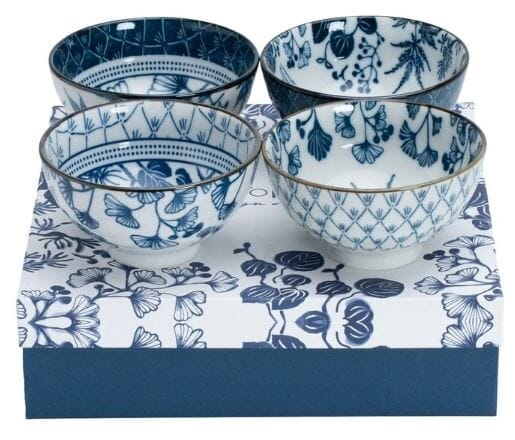 Tokyo Design Studio Flora Japonica Mixed Rice Bowl 12cm 4 Piece In Blue Loose Dinnerware The Cooks Kitchen 