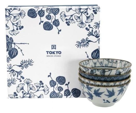 Tokyo Design Studio Flora Japonica Mixed Rice Bowl 12cm 4 Piece In Blue Loose Dinnerware The Cooks Kitchen 