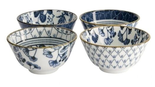 Tokyo Design Studio Flora Japonica Mixed Rice Bowl 12cm 4 Piece In Blue Loose Dinnerware The Cooks Kitchen 