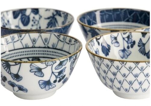 Tokyo Design Studio Flora Japonica Mixed Rice Bowl 12cm 4 Piece In Blue Loose Dinnerware The Cooks Kitchen 
