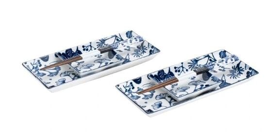 Tokyo Design Studio Flora Japonica Sushi Plate Giftset 4 Piece In White Dinner Sets The Cooks Kitchen 