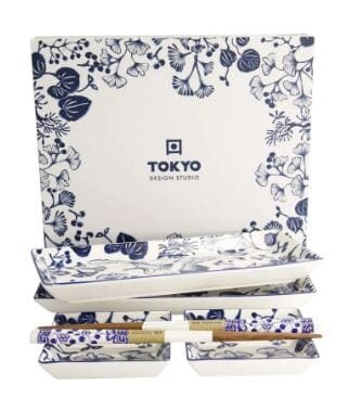 Tokyo Design Studio Flora Japonica Sushi Plate Giftset 4 Piece In White Dinner Sets The Cooks Kitchen 