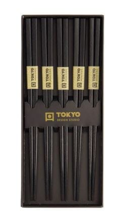 Tokyo Design Studios Chopstick Set 5pc - Square Black Chopsticks The Cooks Kitchen 