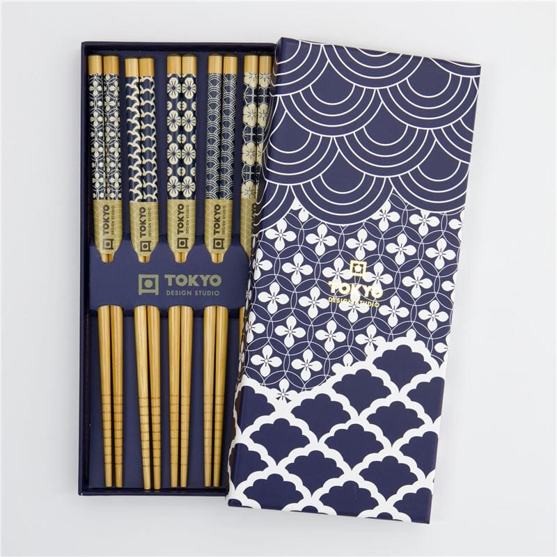 Tokyo Design Studio Chopstick Set 5pc - Blue Chopsticks The Cooks Kitchen 