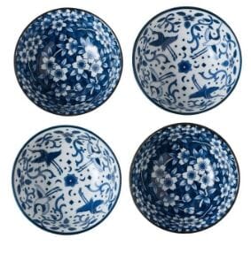 Tokyo Design Studio Sakura Bowl Set 4pc 15cm - Blue Bowls The Cooks Kitchen 