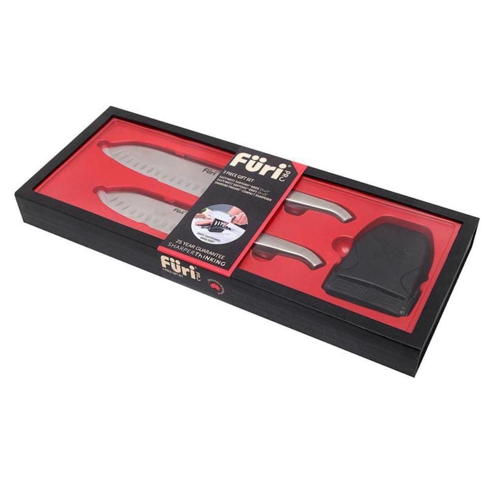 Furi Pro East/west Santoku And Diamond Finger Sharpener 3pc Knife Blocks & Racks The Cooks Kitchen 