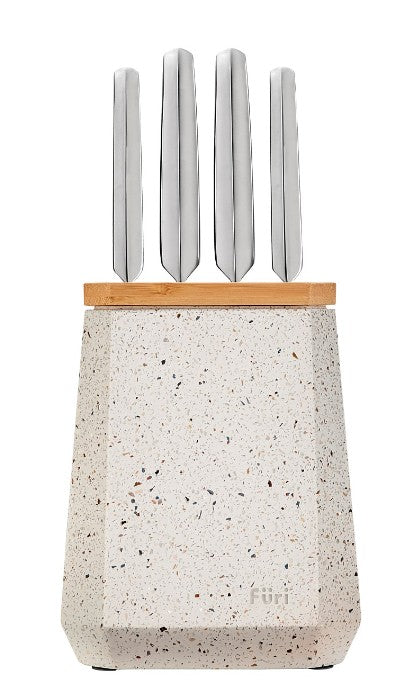 Furi Stone Knife Block Set 5pc Azure Terrazzo 