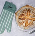 Silicone Fabric Oven Glove Stripe - Green Mitts & Gloves The Cooks Kitchen 