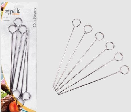 Chrome Skewers 8/20cm Set 6 Utensils The Cooks Kitchen 