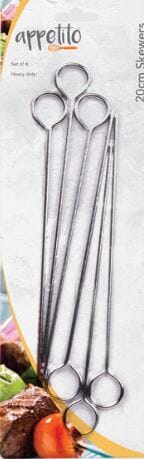 Chrome Skewers 8/20cm Set 6 Utensils The Cooks Kitchen 
