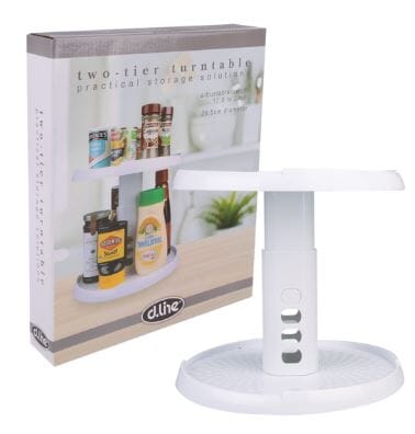 D.line 2 Tier Turntable With Adjustable Height Kitchen Cupboard Storage The Cooks Kitchen 