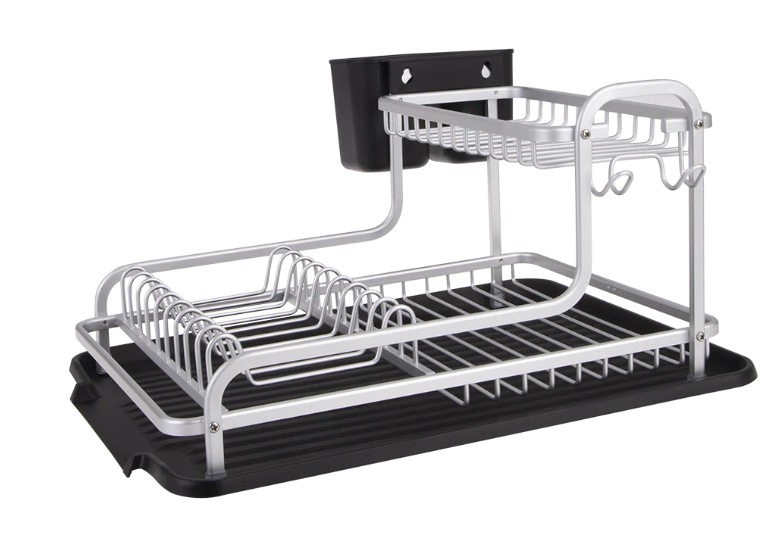 D.line Aluminium 2-tier Dish Rack With Draining Board