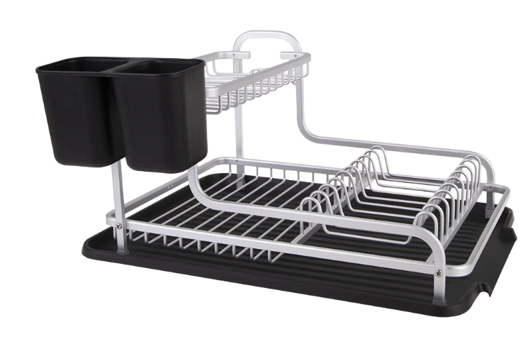 D.line Aluminium 2-tier Dish Rack With Draining Board