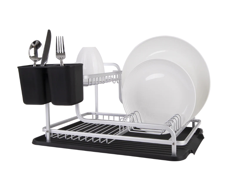 D.line Aluminium 2-tier Dish Rack With Draining Board
