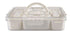Pizzazz Rectangular 7 Compartment Grazing Box W/ Carry Handles & Food Picks (cream)