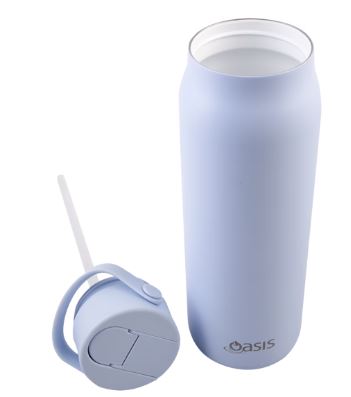 Oasis Ceramic Lined Stainless Steel Double Walled Insulated 'sorrento' Sipper Bottle 900ml - Periwinkle