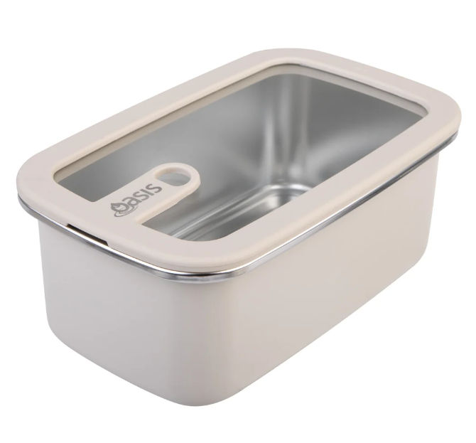 Oasis Microwave Safe Rectangular Stainless Steel Container 1.1l Oat