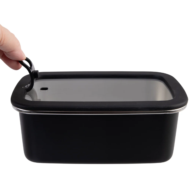 Oasis Microwave Safe Rectangular Stainless Steel Container 1.1l Black