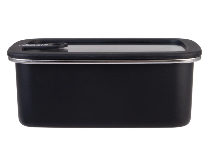 Oasis Microwave Safe Rectangular Stainless Steel Container 1.1l Black