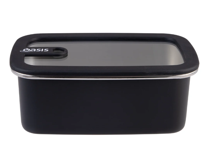 Oasis Microwave Safe Rectangular Stainless Steel Container 1.1l Black