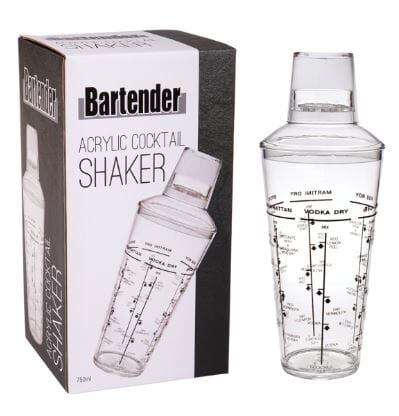 Bartender Acrylic Cocktail Shaker 750ml Cocktail Hour The Cooks Kitchen 