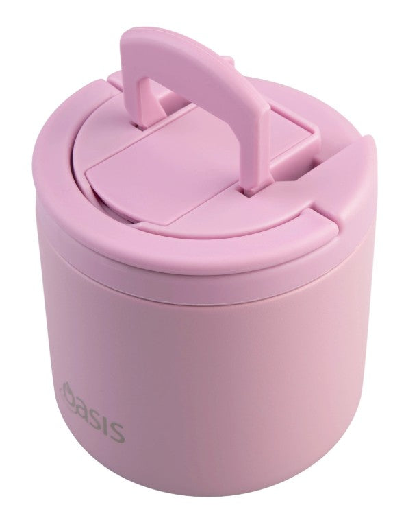 Oasis Double Wall Insulated Food Flask With Quick Release Lid & Spork 500ml - Blush