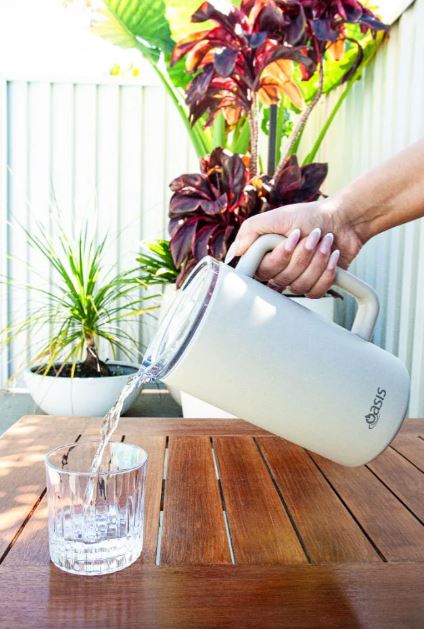 Oasis Ceramic Lined Stainless Steel Triple Wall Insulated Water Pitcher 1.5l - White