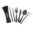 Appetito 6 Piece Stainless Steel Traveller's Cutlery Set - Black Lunchbox The Cooks Kitchen 