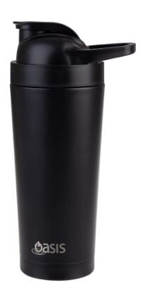 Oasis Stainless Steel Double Wall Insulated Protein Shaker 700ml - Black Drink Bottles The Cooks Kitchen 