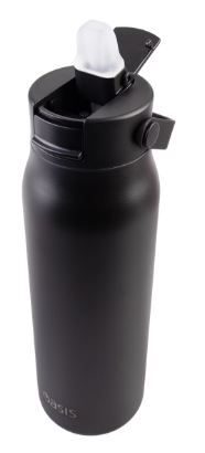 Oasis Ceramic Lined Stainless Steel Double Wall Insulated 'sorrento' Sipper Bottle 900ml - Black