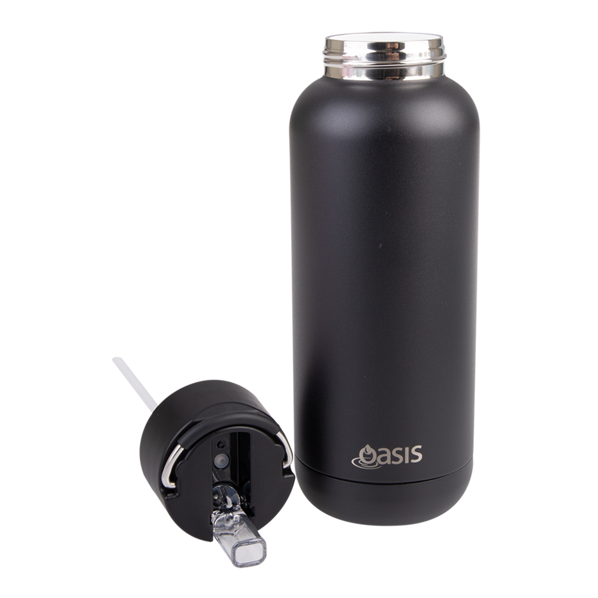 Oasis "moda" Ceramic Lined S/s Triple Wall Insulated Drink Bottle 1l - Black