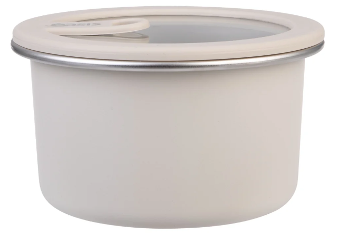 Oasis Microwave Safe Round Stainless Steel Container 600ml Oat