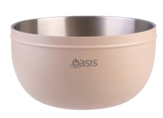 Oasis Stainless Steel Double Wall Slad Bowl With Lid 2.8l - Oat