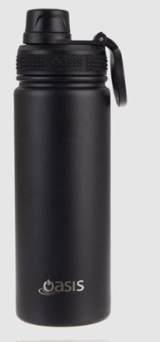 Oasis S/s Double Wall Insulated 'challenger' Sports Bottle W/ Screw Cap 550ml - Black Drink Bottles The Cooks Kitchen Mandurah 