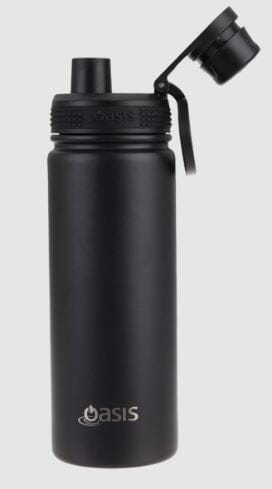 Oasis S/s Double Wall Insulated 'challenger' Sports Bottle W/ Screw Cap 550ml - Black Drink Bottles The Cooks Kitchen Mandurah 