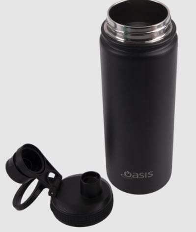 Oasis S/s Double Wall Insulated 'challenger' Sports Bottle W/ Screw Cap 550ml - Black Drink Bottles The Cooks Kitchen Mandurah 