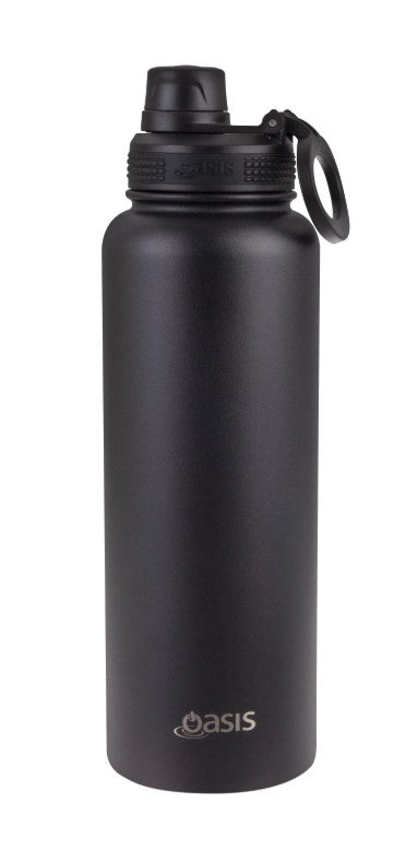 Oasis Stainless Steel Insulated Challenger Sports Bottle With Cap 1.1l Black