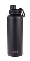 Oasis Stainless Steel Insulated Challenger Sports Bottle With Cap 1.1l Black