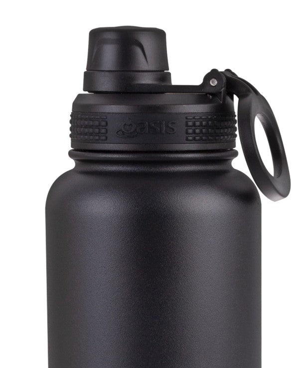 Oasis Stainless Steel Insulated Challenger Sports Bottle With Cap 1.1l Black