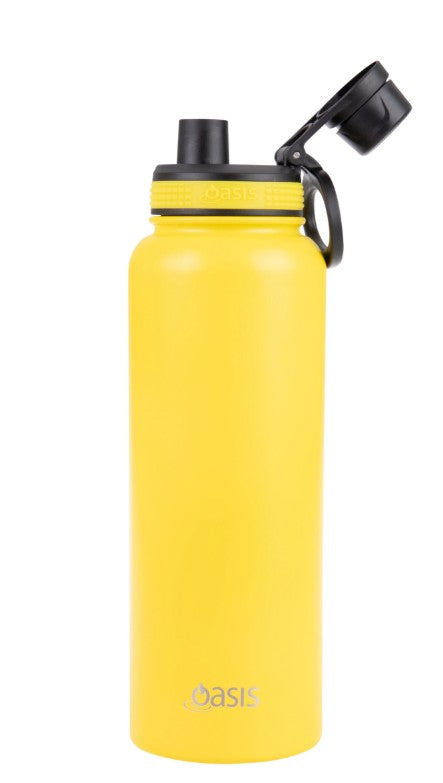 Oasis Stainless Steel Insulated Challenger Sports Bottle With Cap 1.1l Neon Yellow