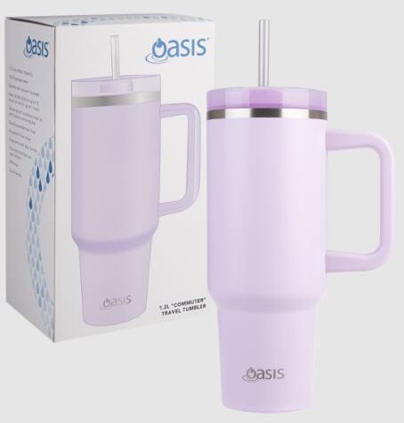 Oasis Commuter Travel Tumbler 1.2l - Stainless Steel Double Wall Insulated - Orchid Insulated Bottles The Cooks Kitchen 