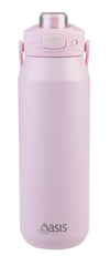 Oasis Ceramic Stainless Steel Capri Drink Bottle W/ Lid 1l Pink Lemonade
